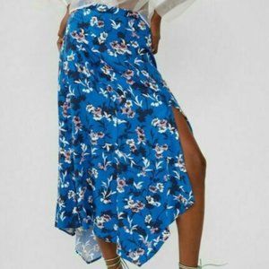 Zara Floral Printed Skirt Slit Asymmetrical Hem